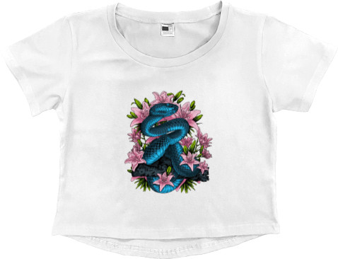 Women's Cropped Premium T-Shirt - Snake and Lilies - Mfest