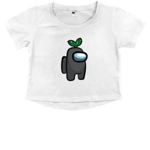 Kids' Premium Cropped T-Shirt - Among Us - Black Plant - Mfest