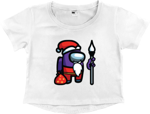 Women's Cropped Premium T-Shirt - Among Us - Purple Santa - Mfest