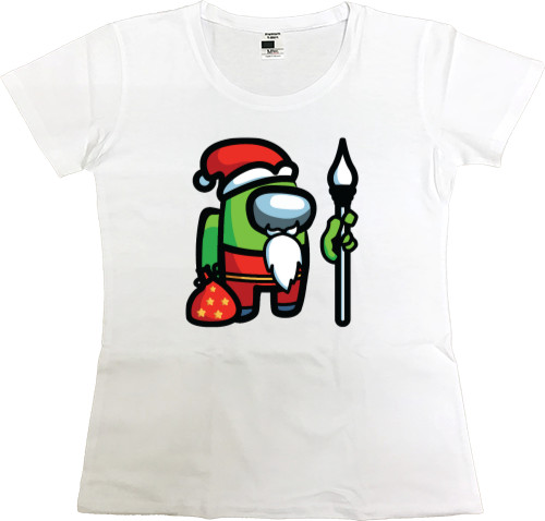 Women's Premium T-Shirt - Among Us - Green Santa - Mfest