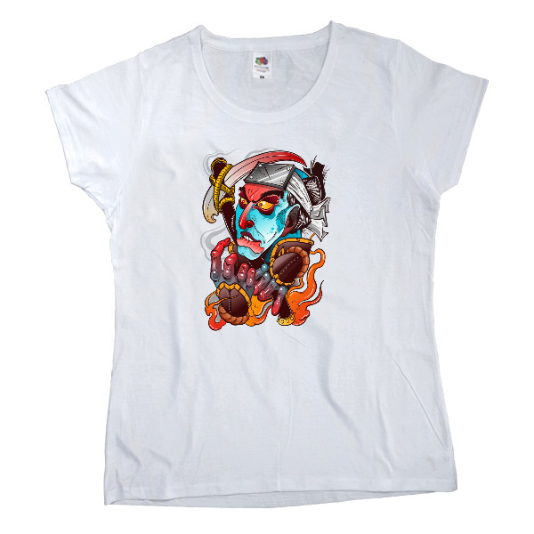 Women's T-shirt Fruit of the loom - японский воин в боевой раскраске - Mfest