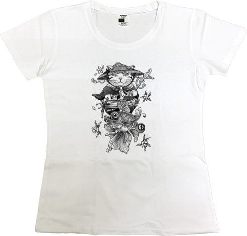 Women's Premium T-Shirt - китайский кот монах медитирует - Mfest