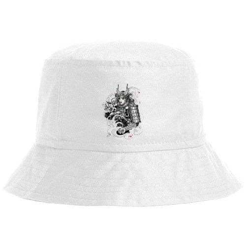 Bucket Hat - красивая девушка в доспехах самурая - Mfest