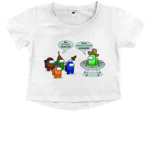 Kids' Premium Cropped T-Shirt - AMONG US - Evacuation! - Mfest