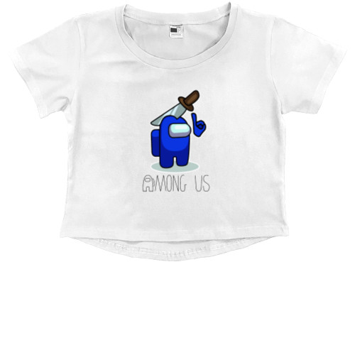 Kids' Premium Cropped T-Shirt - AMONG US - Blue - Mfest