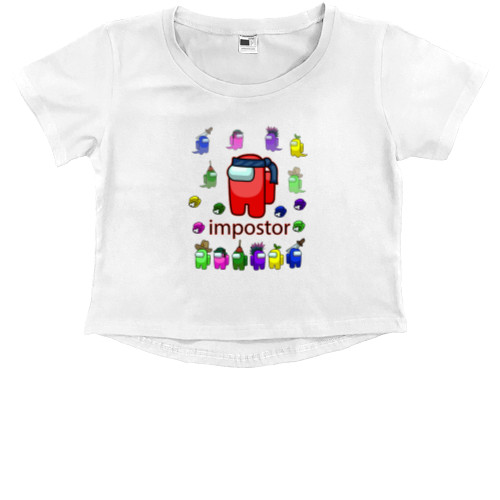 Kids' Premium Cropped T-Shirt - AMONG US - Red Imposter - Mfest