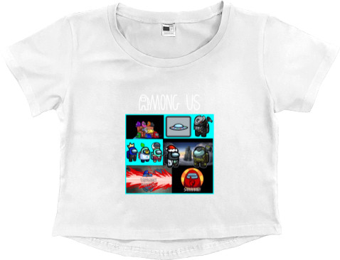 Women's Cropped Premium T-Shirt - Among us Collage - Mfest