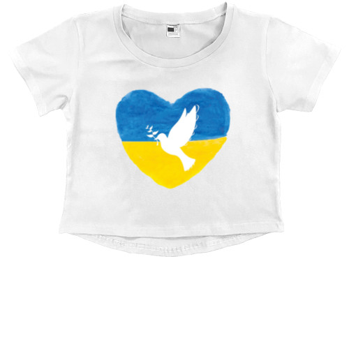 Kids' Premium Cropped T-Shirt - Ukraine is dove to the world - Mfest