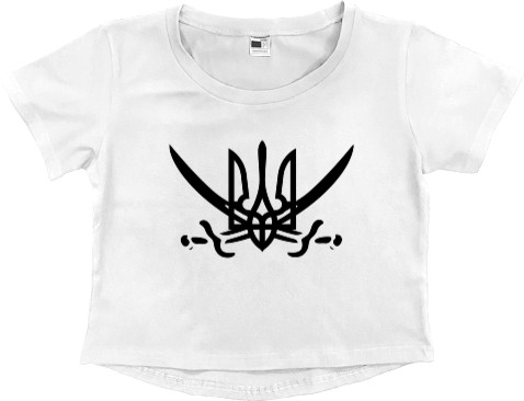 Women's Cropped Premium T-Shirt - Trident and pattern Ukraine - Mfest