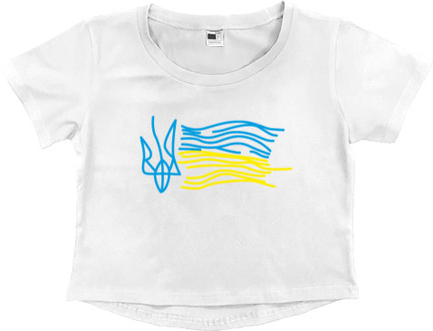 Women's Cropped Premium T-Shirt - Trident and ensign of Ukraine creative - Mfest