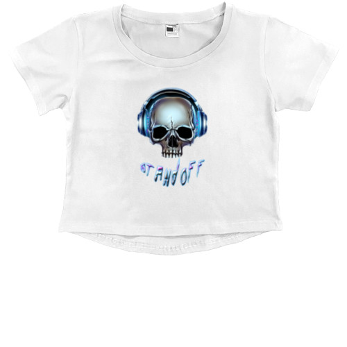 Kids' Premium Cropped T-Shirt - standoff 2 scull art png - Mfest