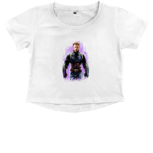 Kids' Premium Cropped T-Shirt - Captain America art - Mfest