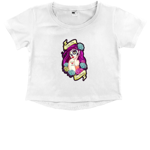 Kids' Premium Cropped T-Shirt - Girl Skull - Mfest