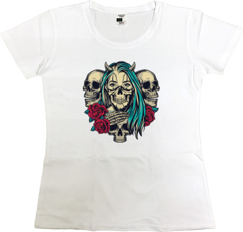 Women's Premium T-Shirt - Girl with Skulls - Mfest