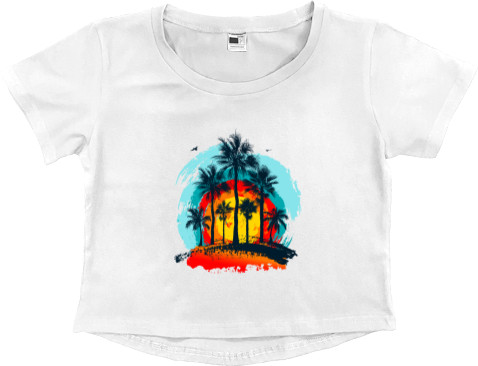 Women's Cropped Premium T-Shirt - Palm trees in the Tropics - Mfest