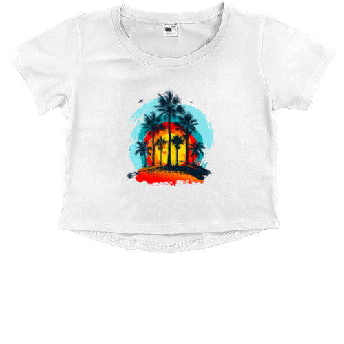 Kids' Premium Cropped T-Shirt - Palm trees in the Tropics - Mfest