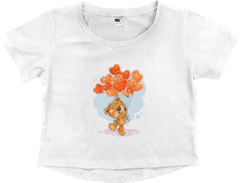 Women's Cropped Premium T-Shirt - Teddy Bear Litin on Balls - Mfest