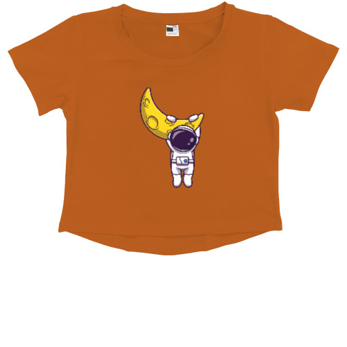 Kids' Premium Cropped T-Shirt - Космонавт на луне - Mfest