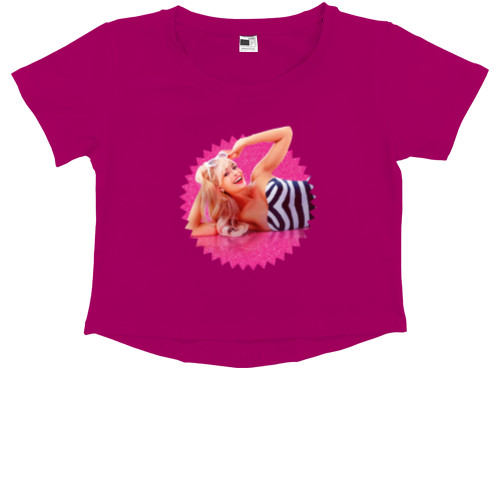 Kids' Premium Cropped T-Shirt - Pink Barbie - Mfest