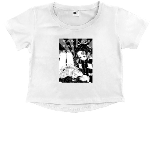 Kids' Premium Cropped T-Shirt - Demon Slayer - Mfest