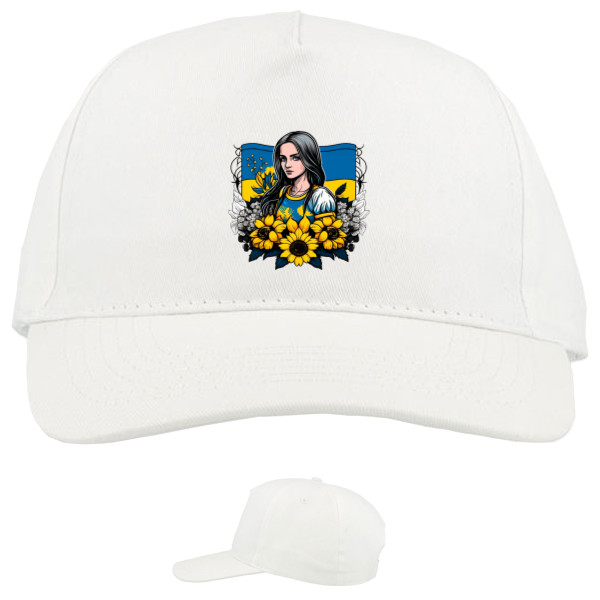 Baseball Caps - 5 panel - Ukrainian woman with sunflowers - Mfest