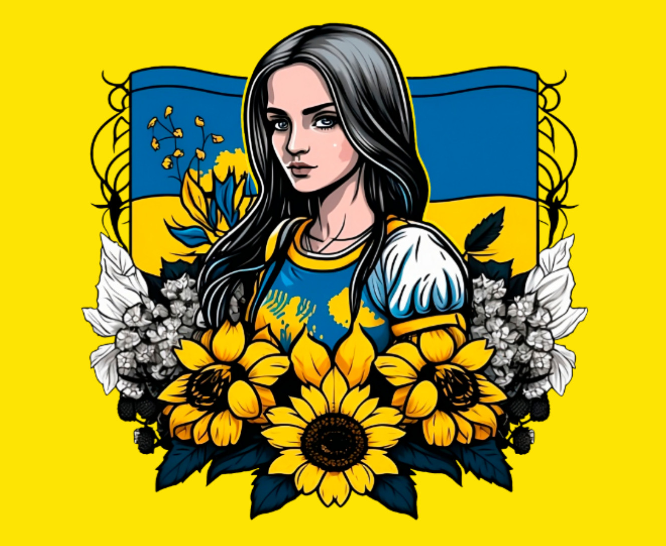 Mouse Pad - Ukrainian woman with sunflowers - Mfest