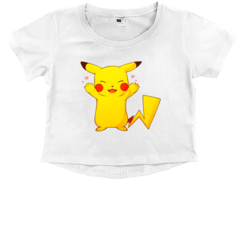 Kids' Premium Cropped T-Shirt - Pikachu with a heart - Mfest