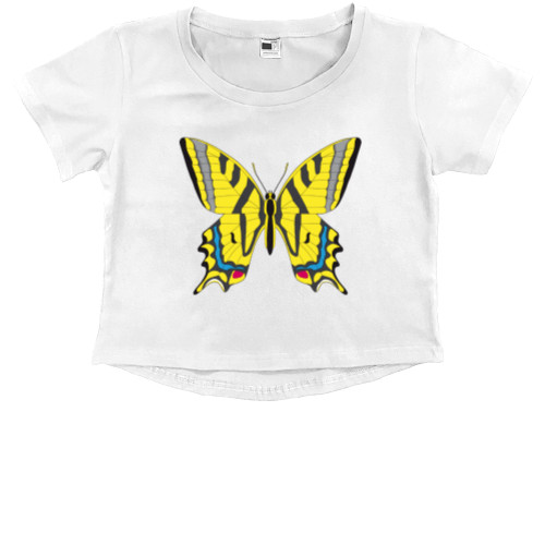 Kids' Premium Cropped T-Shirt - Butterfly - Mfest