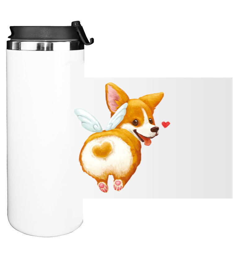 Water Bottle on Tumbler - corgi angel - Mfest