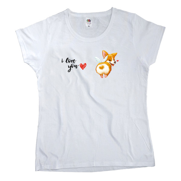 Women's T-shirt Fruit of the loom - corgi angel - Mfest