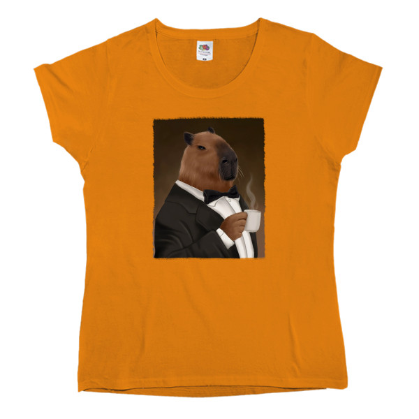 Women's T-shirt Fruit of the loom - capybara with coffee - Mfest