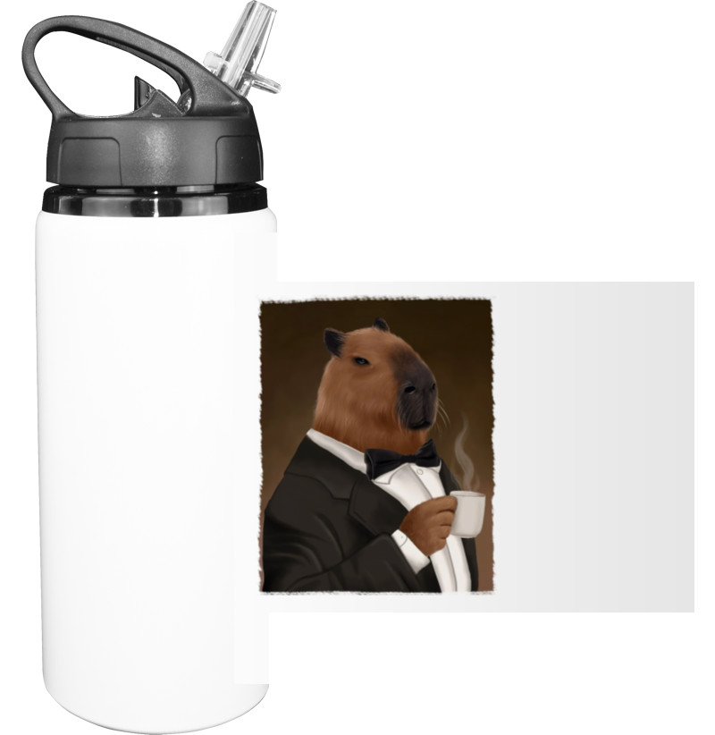 Sport Water Bottle - capybara with coffee - Mfest