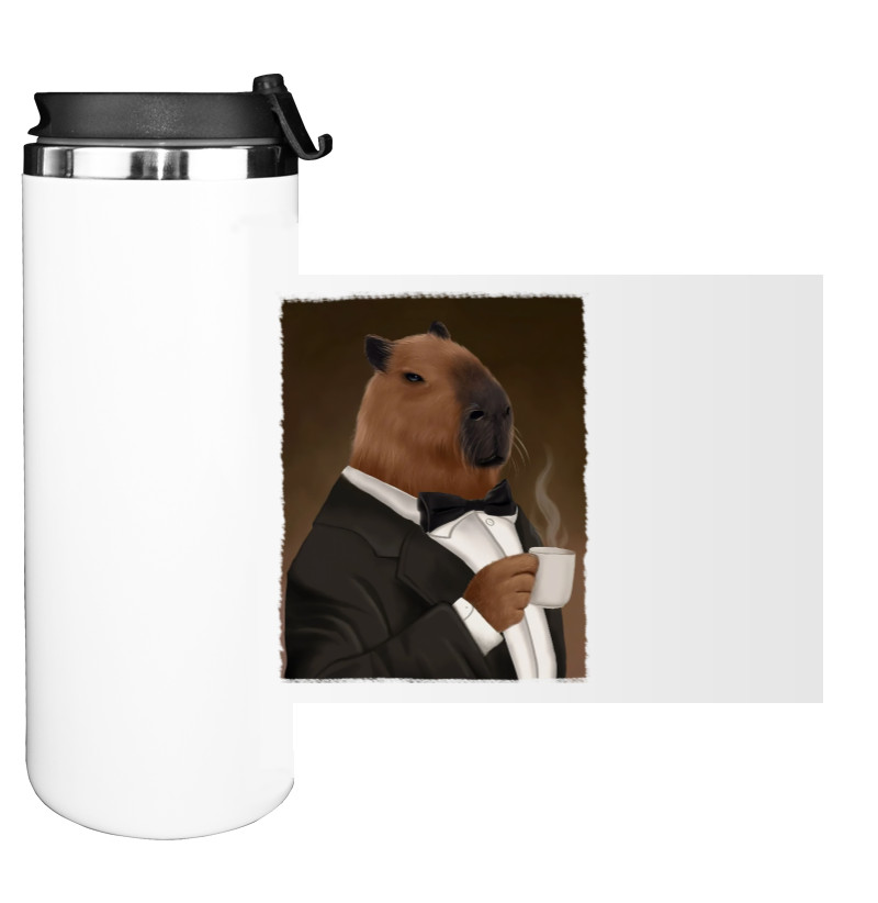 Water Bottle on Tumbler - capybara with coffee - Mfest