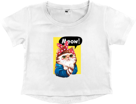 Women's Cropped Premium T-Shirt - Meow - Mfest