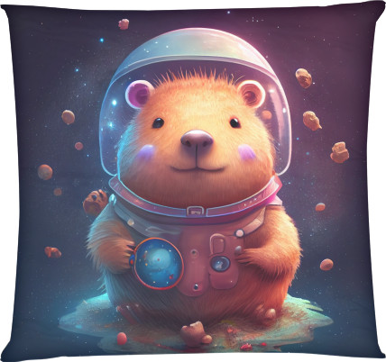 Square Throw Pillow - Capybara astronaut - Mfest