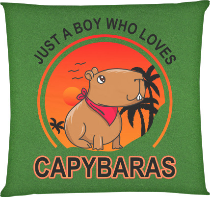 Подушка квадратна - Just A Boy Who Loves Capybaras - Mfest