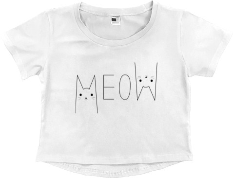 Women's Cropped Premium T-Shirt - Meow - Mfest