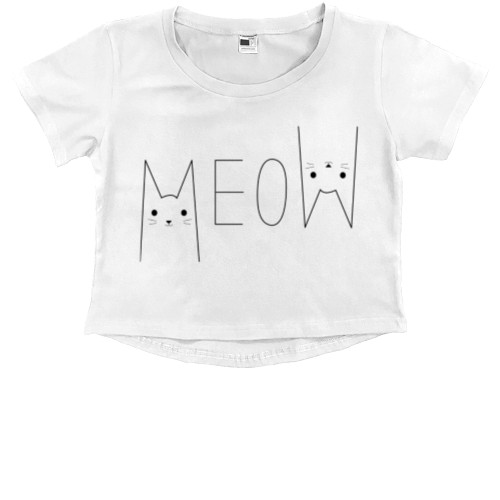 Kids' Premium Cropped T-Shirt - Meow - Mfest