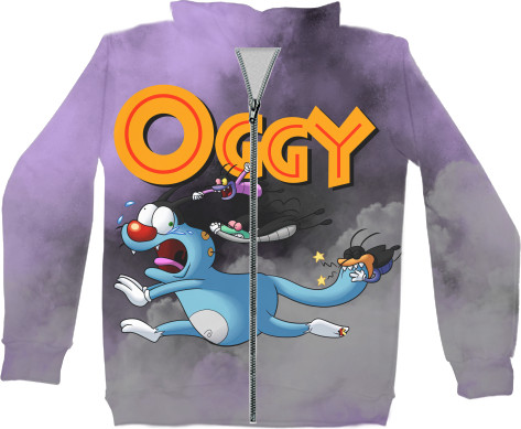 Unisex Zip-through Hoodie 3D - Oggy and the Cockroaches - Mfest