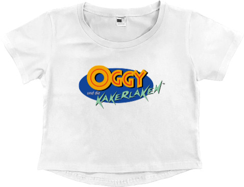 Women's Cropped Premium T-Shirt - Oggy and cockroaches logo - Mfest