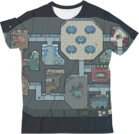 Man's T-shirt 3D - Among Us - Spaceship - Map - Mfest