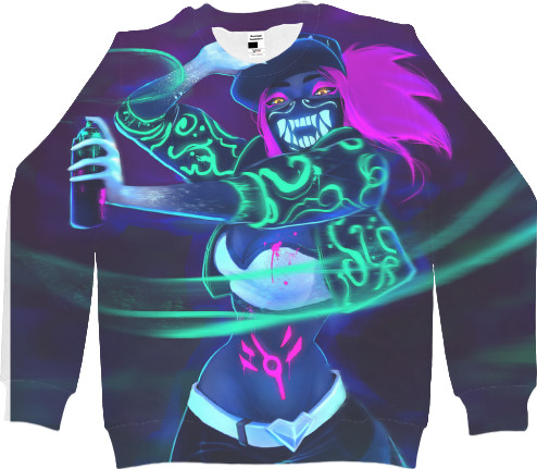 Kids' Sweatshirt 3D - Akali K/DA - League of Legends (NEON) - Mfest