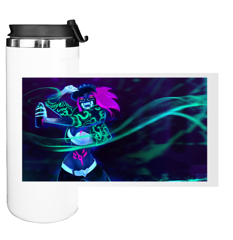 Water Bottle on Tumbler - Akali K/DA - League of Legends (NEON) - Mfest