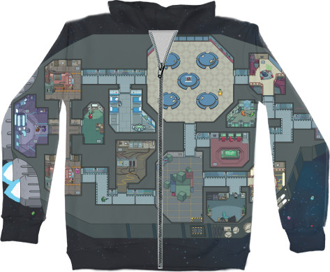 Kids' Zip-through Hoodie 3D - Among Us - Spaceship - Map - Mfest