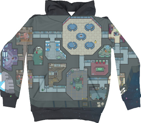 Unisex Hoodie 3D - Among Us - Spaceship - Map - Mfest