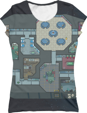 Women's T-Shirt 3D - Among Us - Spaceship - Map - Mfest