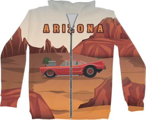 Unisex Zip-through Hoodie 3D - ARIZONA - CAR (Arizona) - Mfest