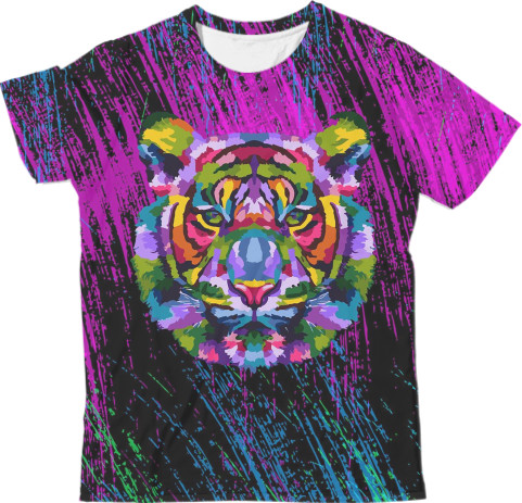 Man's T-shirt 3D - colorful tiger - Mfest