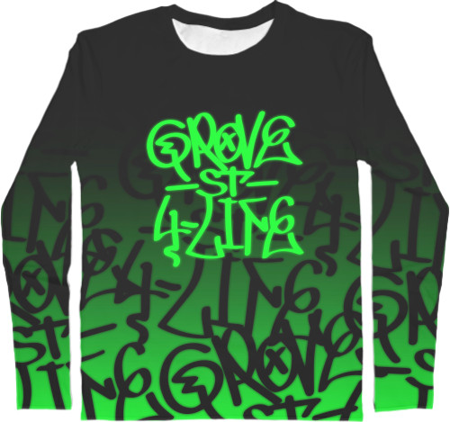 Kids' Longsleeve Shirt 3D - GROVE STREET (4) - Mfest