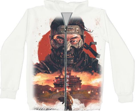 Unisex Zip-through Hoodie 3D - Ghost of Tsushima 2 - Mfest